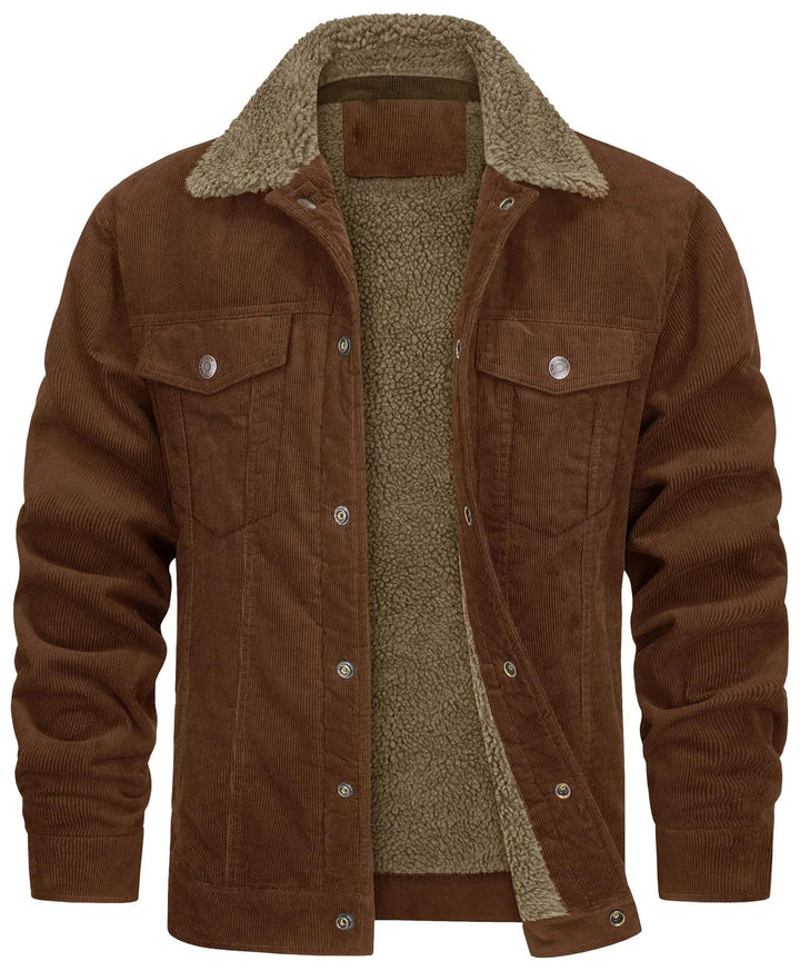 Men's Feeded Cord Jacket with Sherpa Collar for Ultimate Comfort