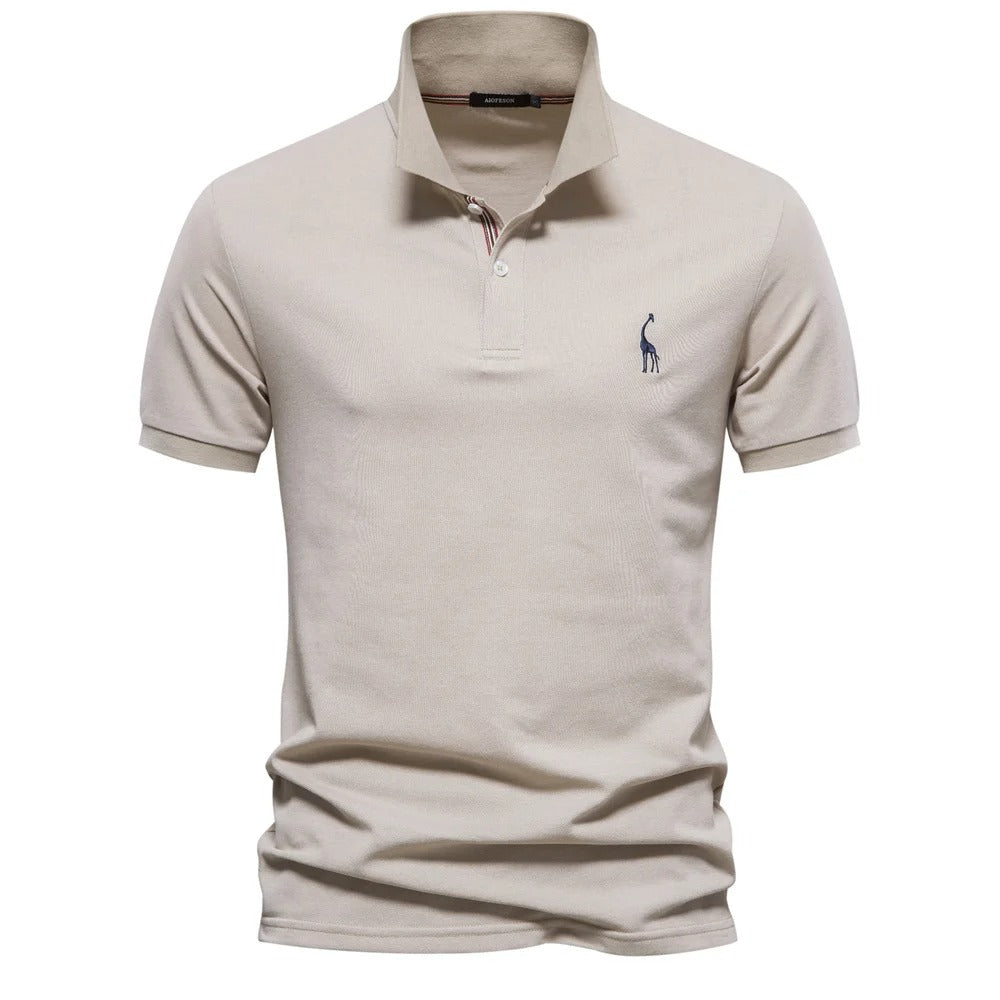 Men's Classic Polo Shirt with Giraffe Embroidery