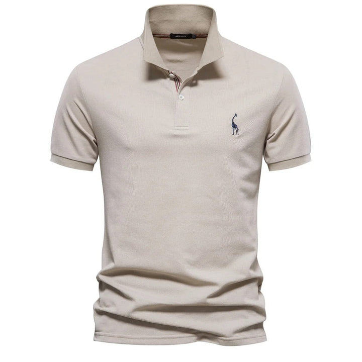 Men's Classic Polo Shirt with Giraffe Embroidery
