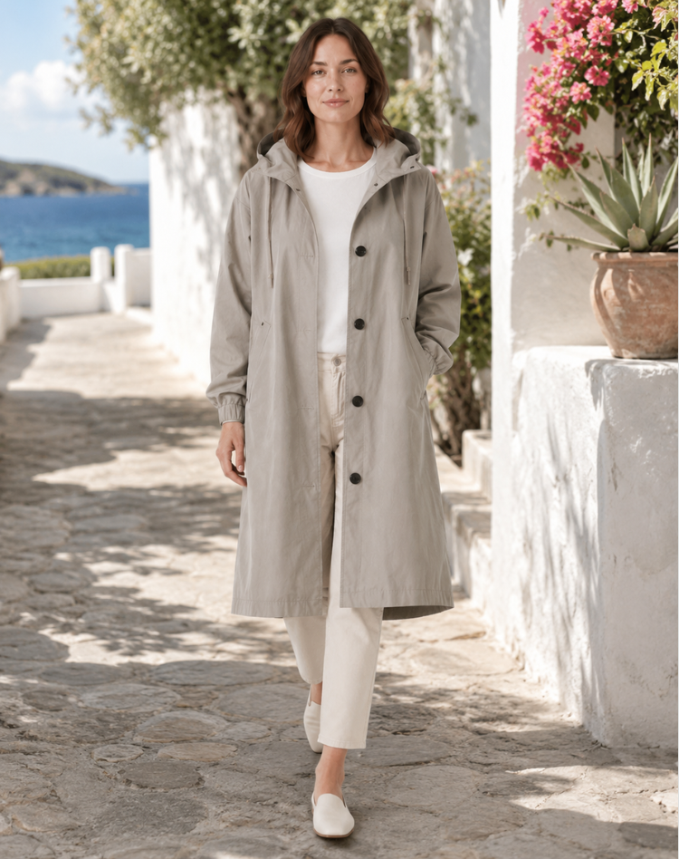 Women's Lightweight Hooded Trench Coat for Everyday Wear
