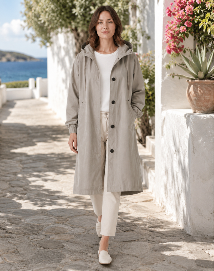 Women's Lightweight Hooded Trench Coat for Everyday Wear