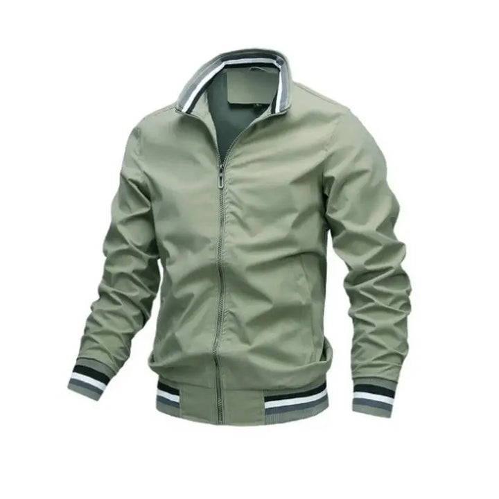 Men's Lightweight Waterproof White Bomber Windbreaker Jacket