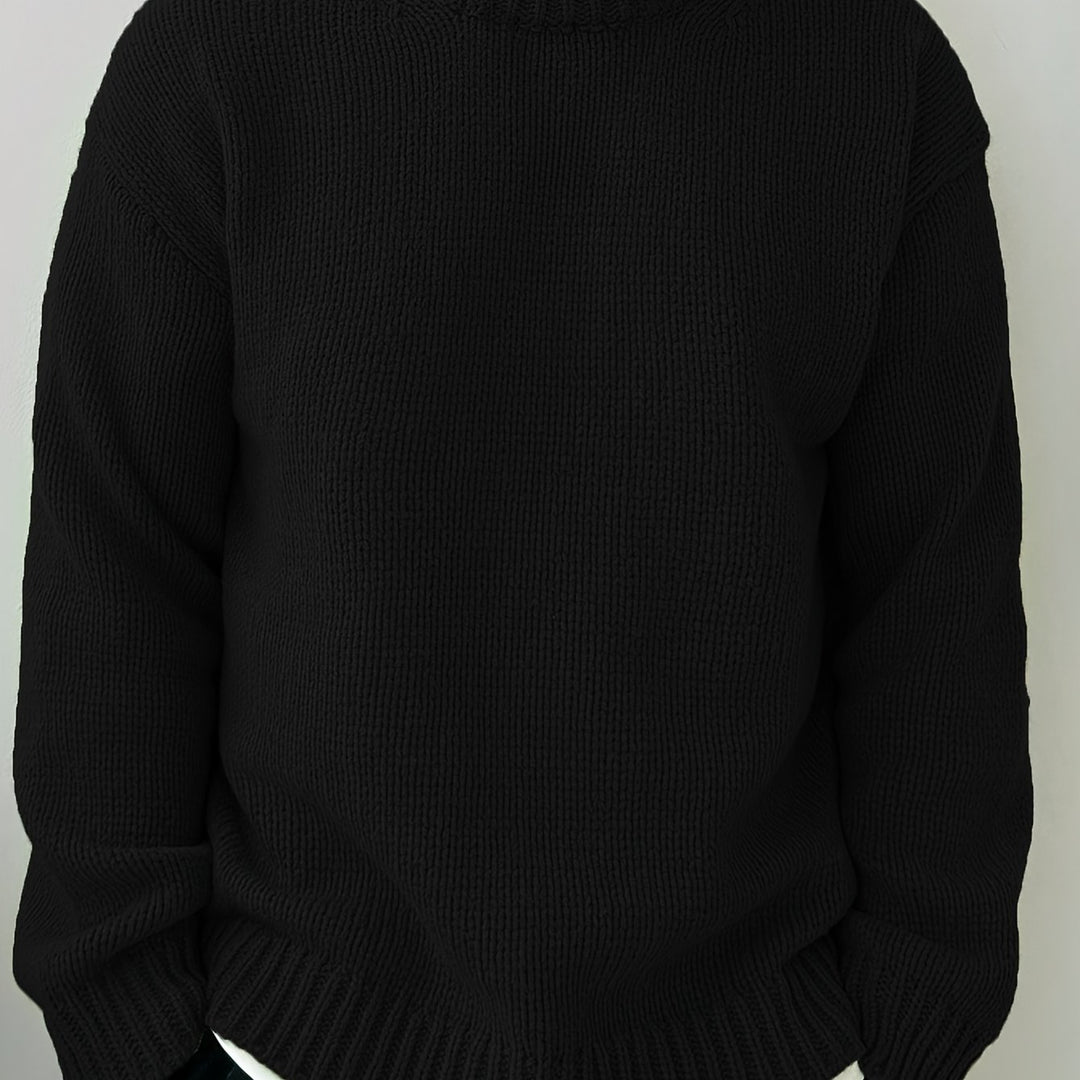 Men's Oversized Solid Color Round Neck Knit Pullover Sweater