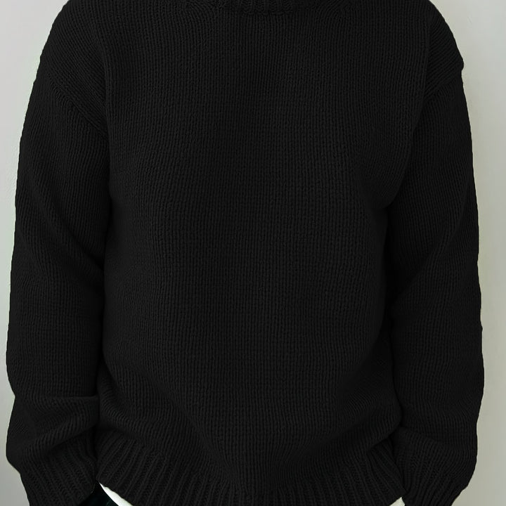 Men's Oversized Solid Color Round Neck Knit Pullover Sweater