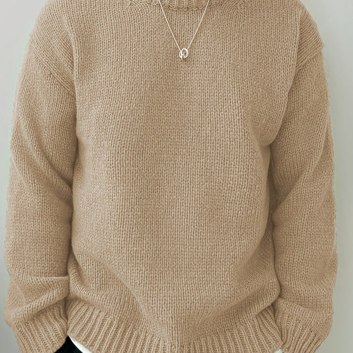 Men's Oversized Solid Color Round Neck Knit Pullover Sweater