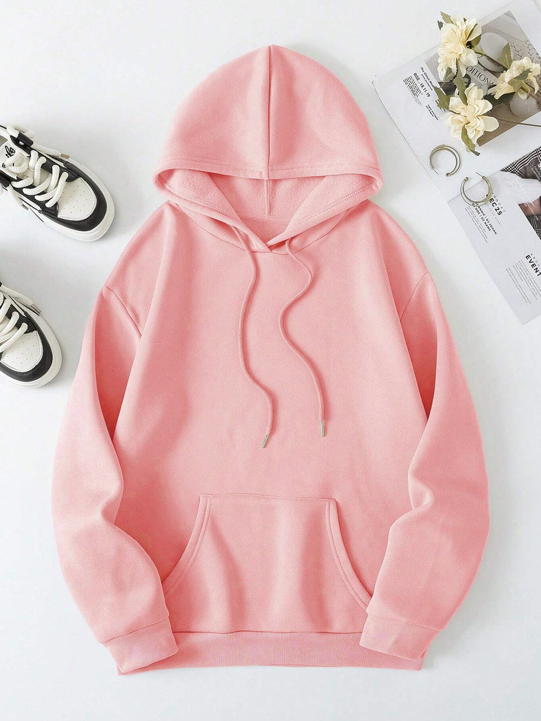Women's Oversized Fleece Hoodie with Graphic Design on Back
