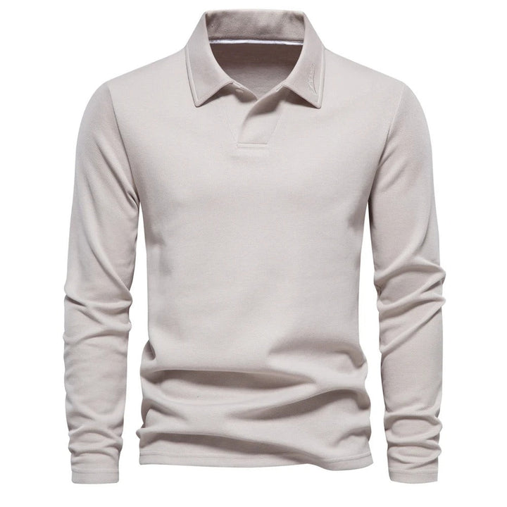 Men's Elegant Long-Sleeved Polo Shirt for Stylish Comfort
