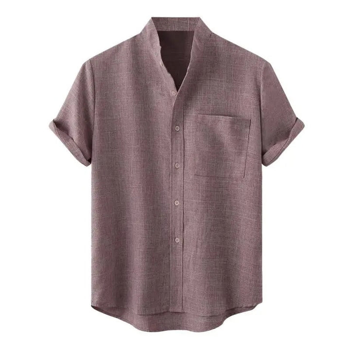 Men's Airy Summer Shirt with Stand-Up Collar for Comfort and Style