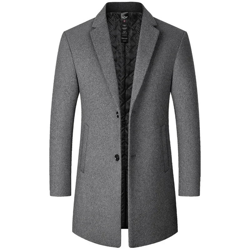 Men's Classic Wool Coat with Stylish Stripper Design