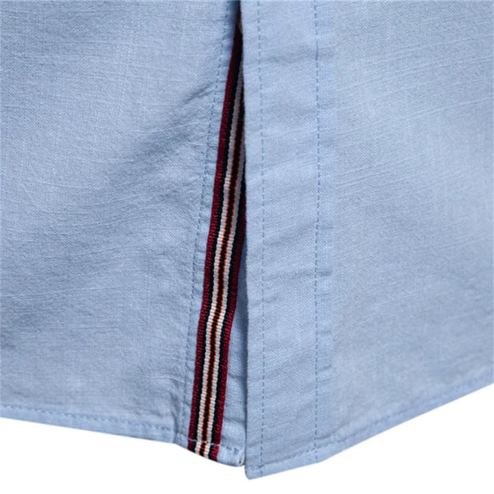 Men's Light Stand-Up Collar Shirt with Button Placket