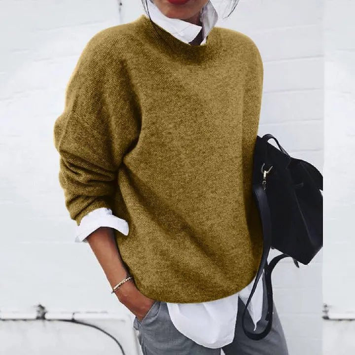 Women's Relaxed-Fit Crew-Neck Cashmere Blend Sweater