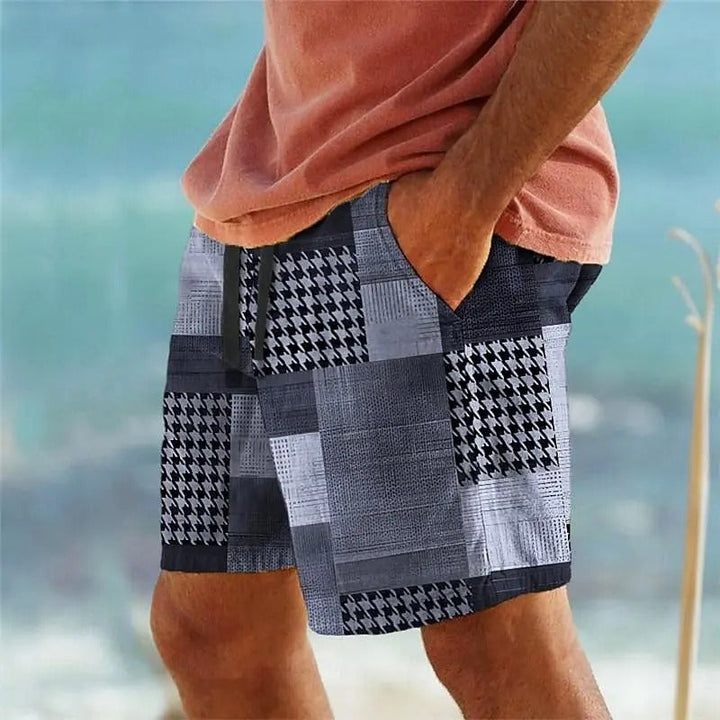 Men's Patchwork Shorts with Fun Cockfest Patterns