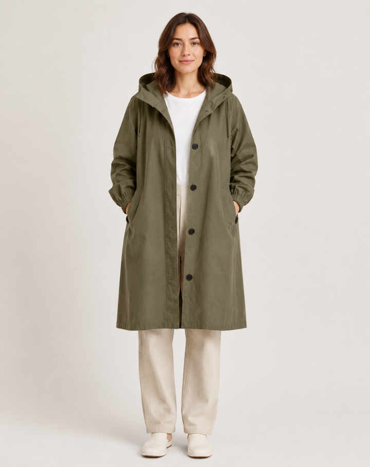 Women's Lightweight Hooded Trench Coat for Everyday Wear