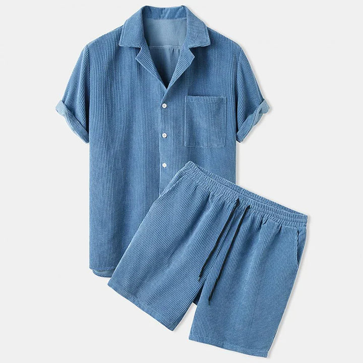 Men's Corduroy Shorts Set for Comfortable Summer Style