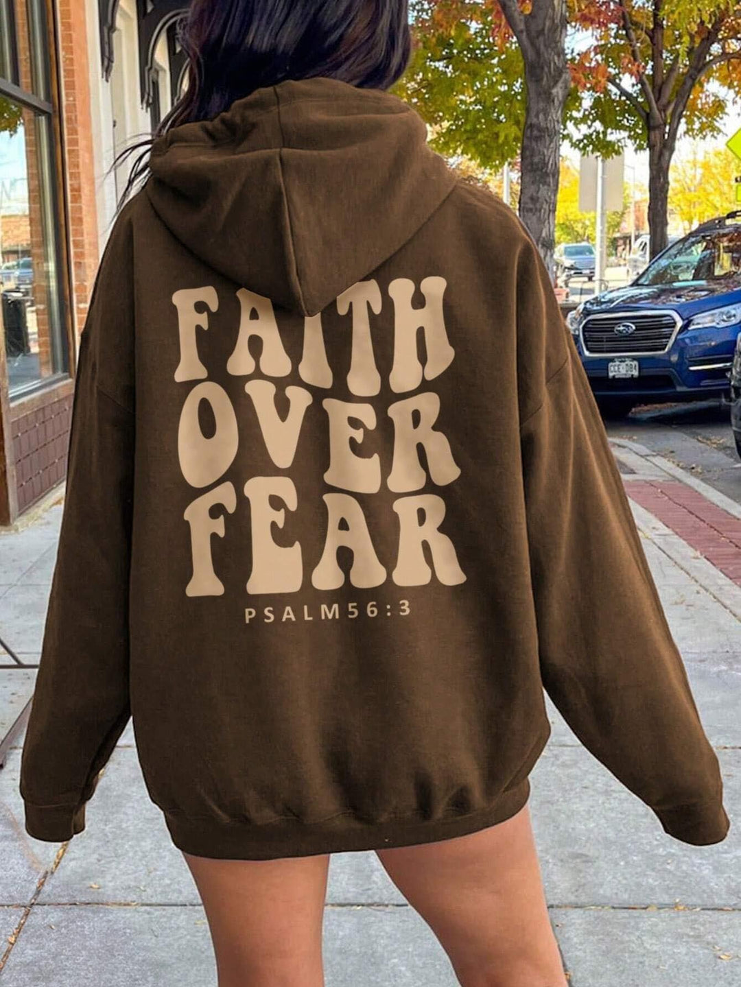Women's Oversized Fleece Hoodie with Graphic Design on Back