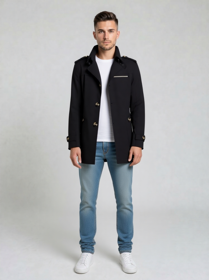 Men's Slim Fit Trench Coat Jacket