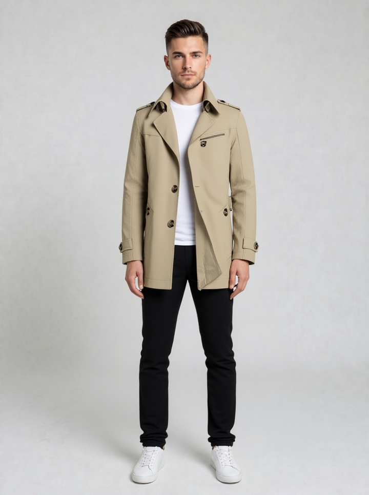 Men's Slim Fit Trench Coat Jacket