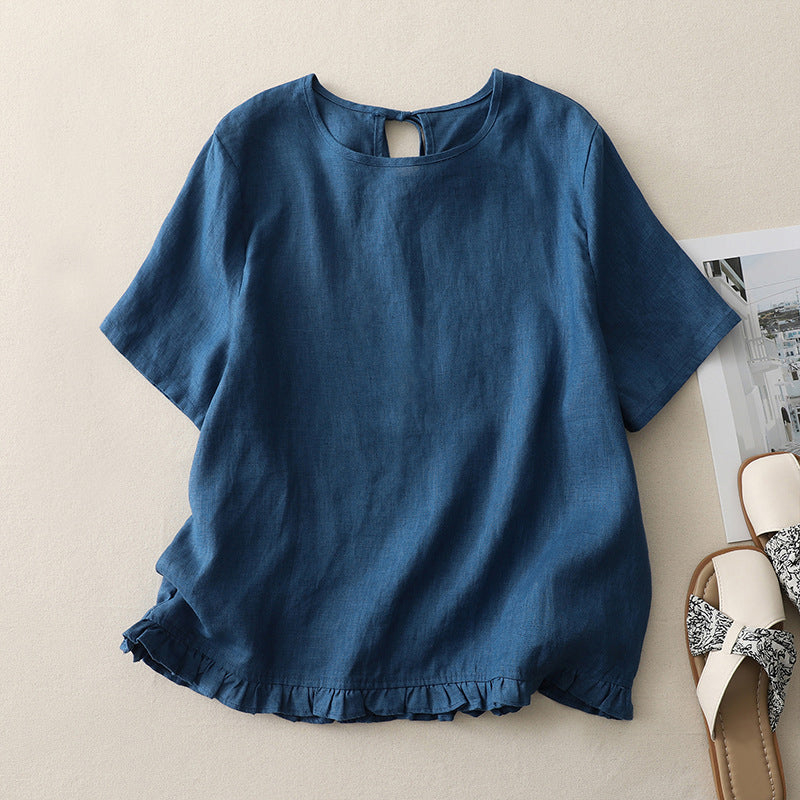 Adalyn | Women's Cotton Ruffle Hem Blouse