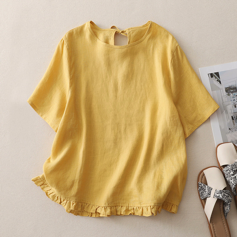 Adalyn | Women's Cotton Ruffle Hem Blouse