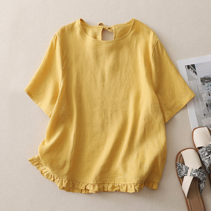 Adalyn | Women's Cotton Ruffle Hem Blouse