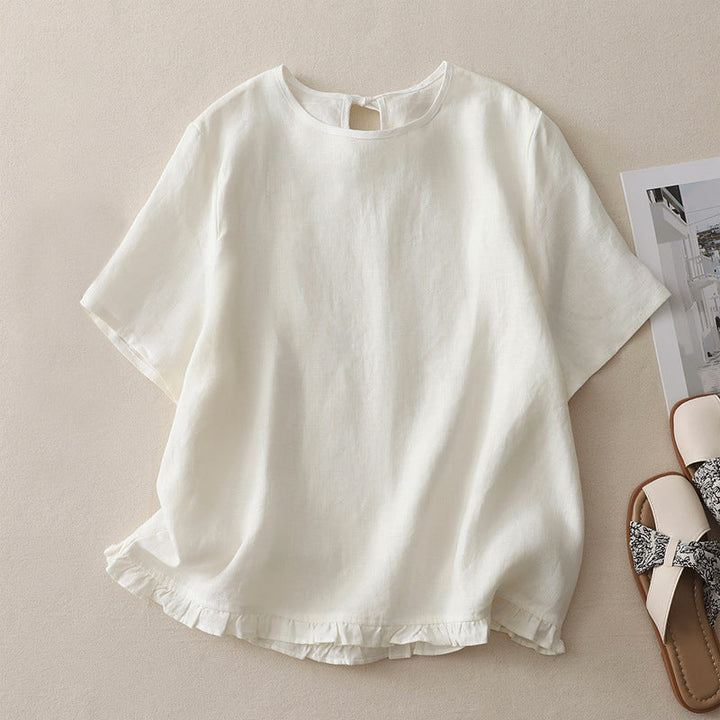 Adalyn | Women's Cotton Ruffle Hem Blouse