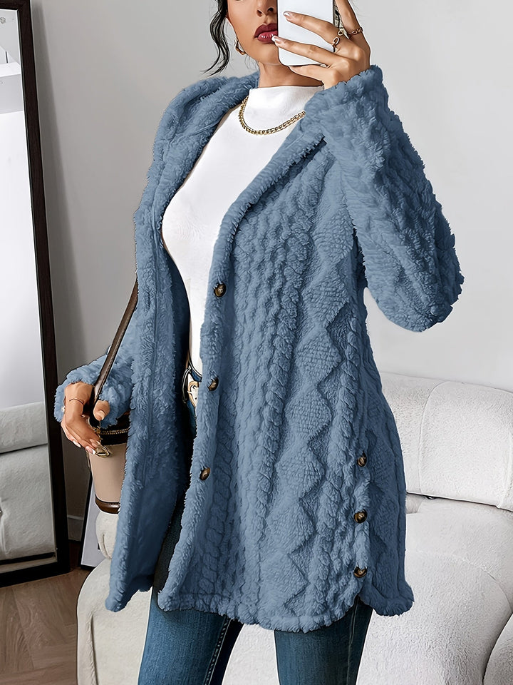 Women's Cozy Plush Hooded Cardigan