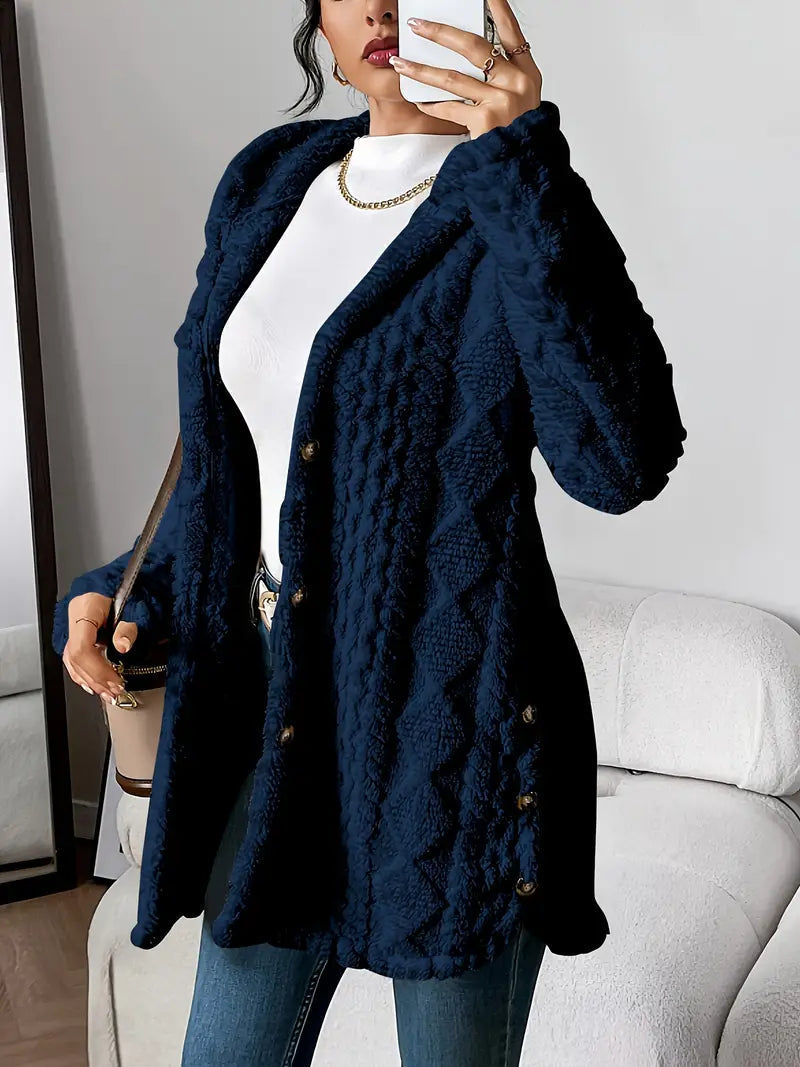 Women's Cozy Plush Hooded Cardigan