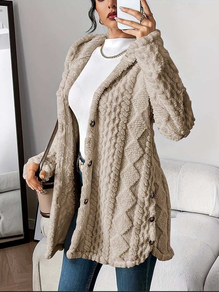Women's Cozy Plush Hooded Cardigan