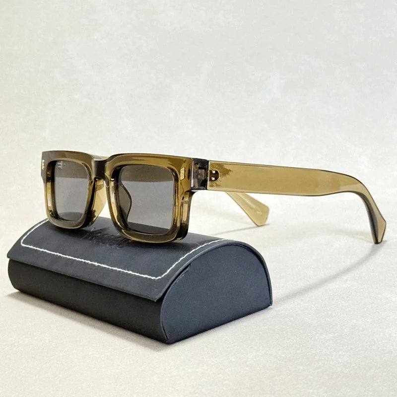 Men's Chunky Rectangle Beveled Sunglasses for Stylish Protection