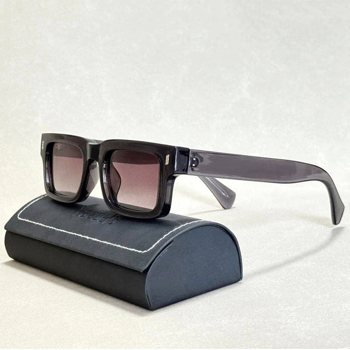 Men's Chunky Rectangle Beveled Sunglasses for Stylish Protection