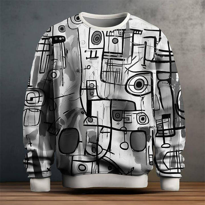 Men's Abstract Art Print Crew Neck Sweatshirt