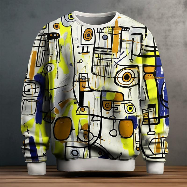 Men's Abstract Art Print Crew Neck Sweatshirt