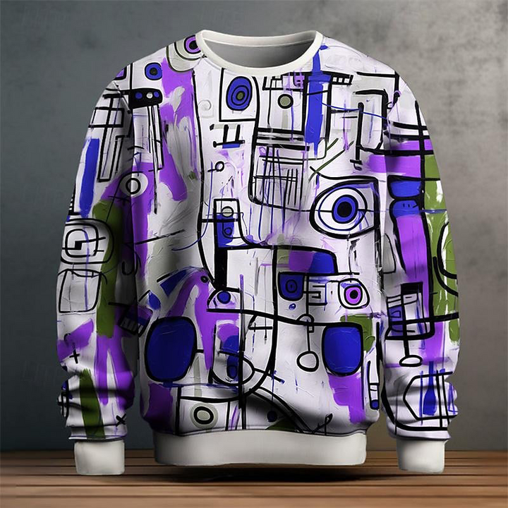 Men's Abstract Art Print Crew Neck Sweatshirt