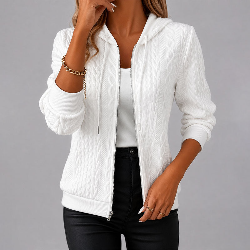 Women's Cable Knit Hooded Jacket