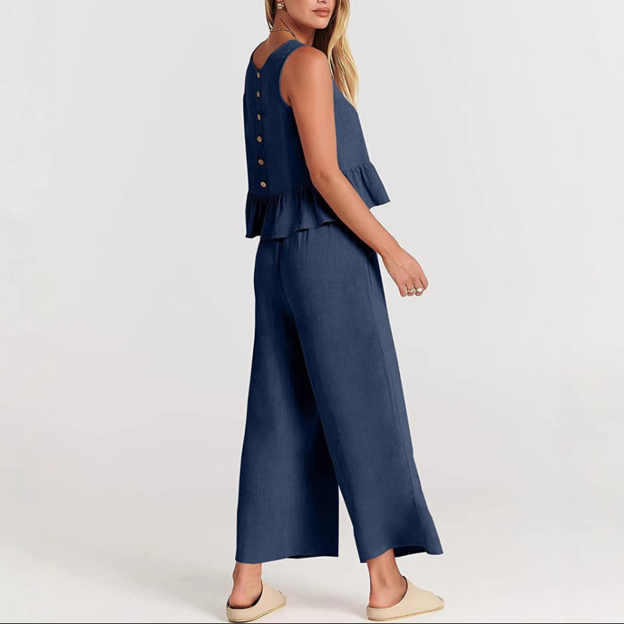 Angelina | Women's Wide Leg Pants and Sleeveless Top Outfit Set