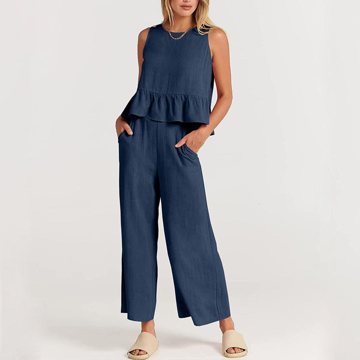 Angelina | Women's Wide Leg Pants and Sleeveless Top Outfit Set
