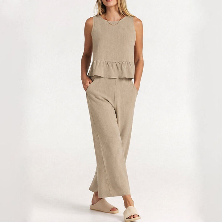Angelina | Women's Wide Leg Pants and Sleeveless Top Outfit Set