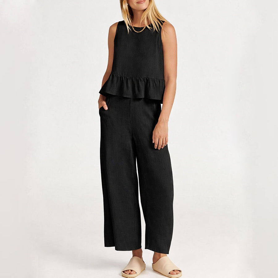 Angelina | Women's Wide Leg Pants and Sleeveless Top Outfit Set