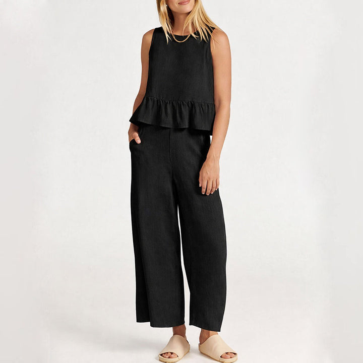 Angelina | Women's Wide Leg Pants and Sleeveless Top Outfit Set