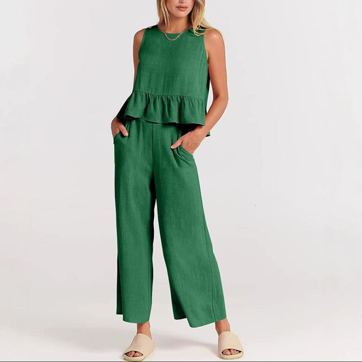Angelina | Women's Wide Leg Pants and Sleeveless Top Outfit Set