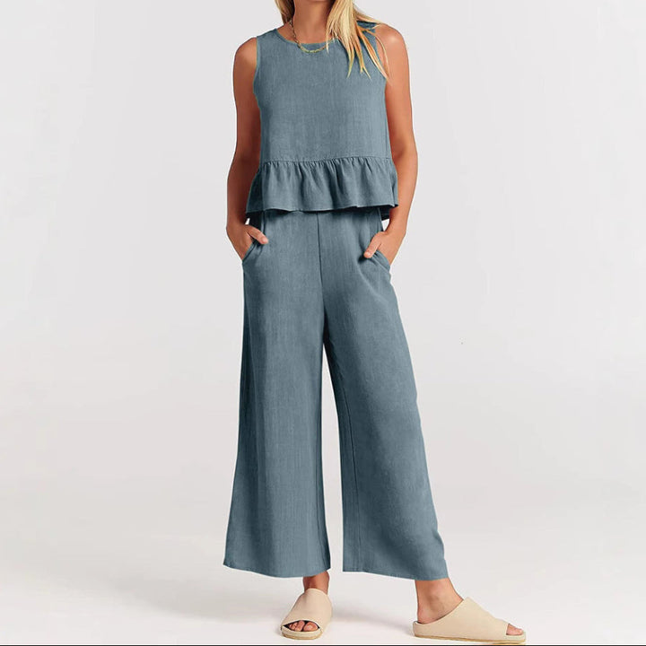 Angelina | Women's Wide Leg Pants and Sleeveless Top Outfit Set
