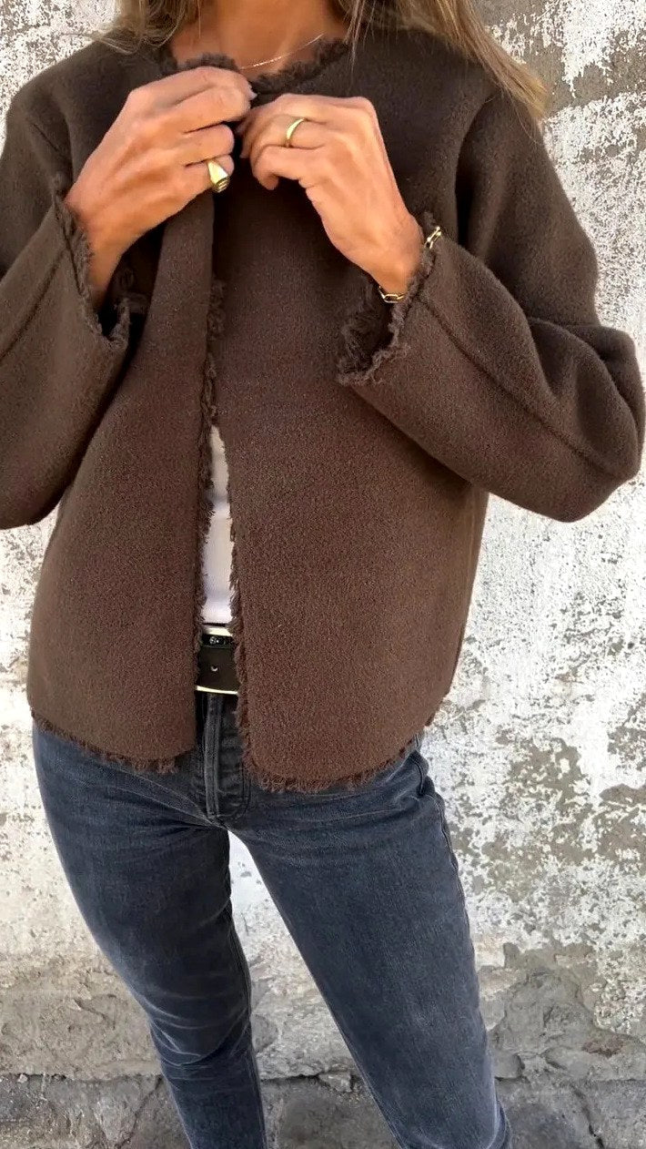 Women's Lightweight Cropped Round Neck Jacket
