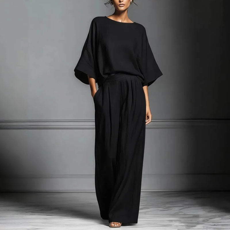 Aria | Women's Loose Fit Batwing Top and Pleated Pants Set