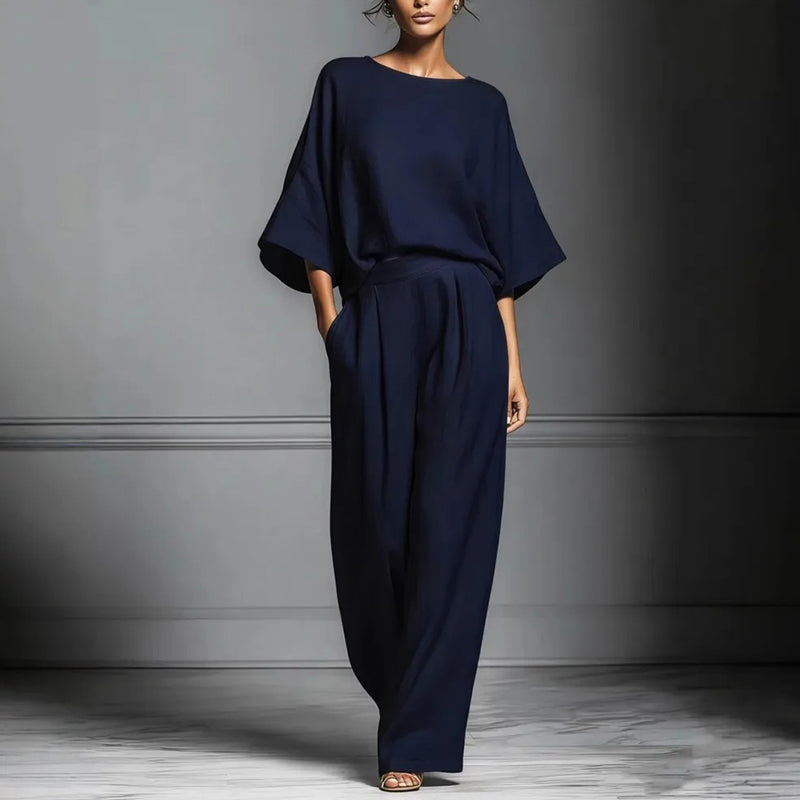 Aria | Women's Loose Fit Batwing Top and Pleated Pants Set