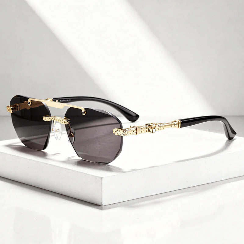 Men's Geometric Frameless Tinted Sunglasses