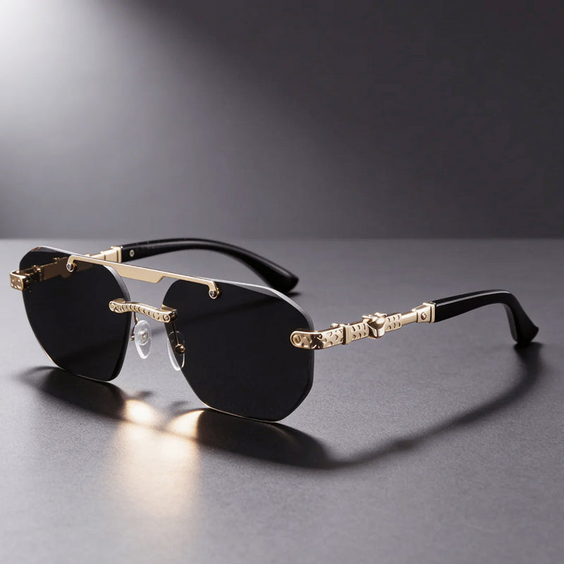 Men's Geometric Frameless Tinted Sunglasses