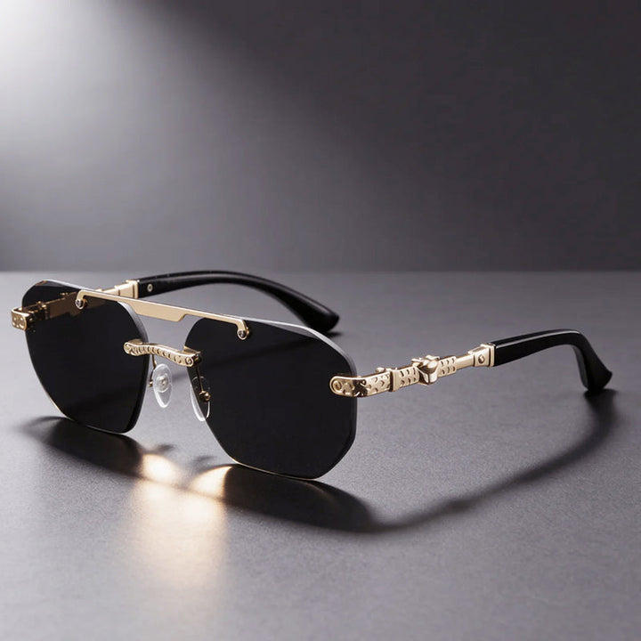 Men's Geometric Frameless Tinted Sunglasses