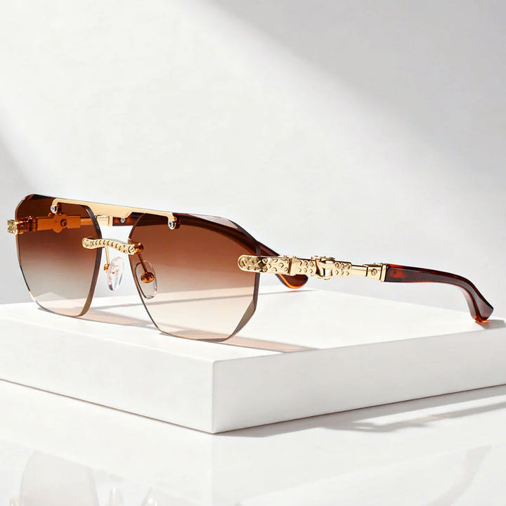 Men's Geometric Frameless Tinted Sunglasses