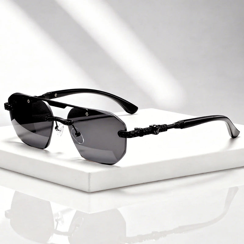 Men's Geometric Frameless Tinted Sunglasses
