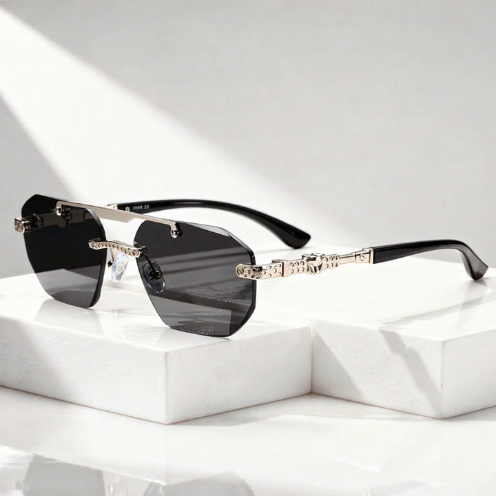 Men's Geometric Frameless Tinted Sunglasses